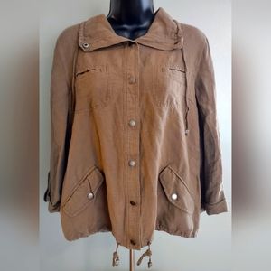 Christopher & Banks Brown Lightweight Jacket, Button Up, Size Medium
